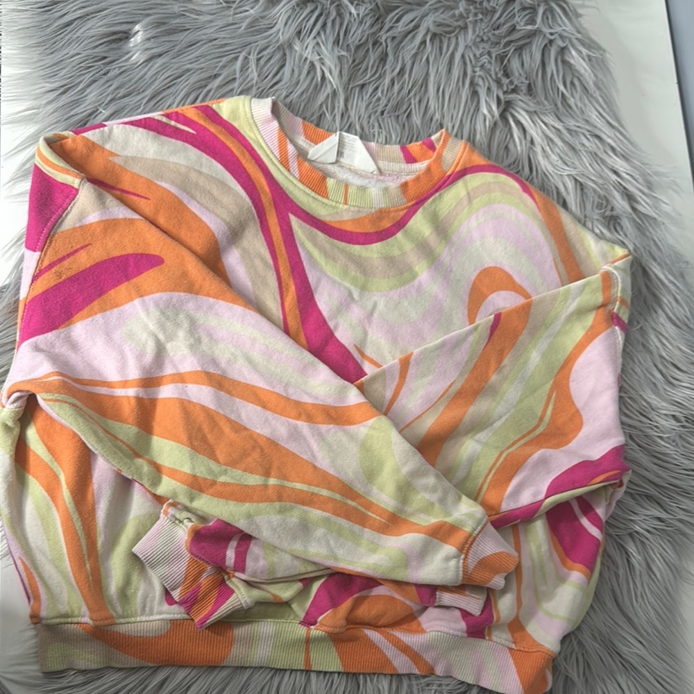 H&M Pink and Orange Crew Neck Sweater Retro Style